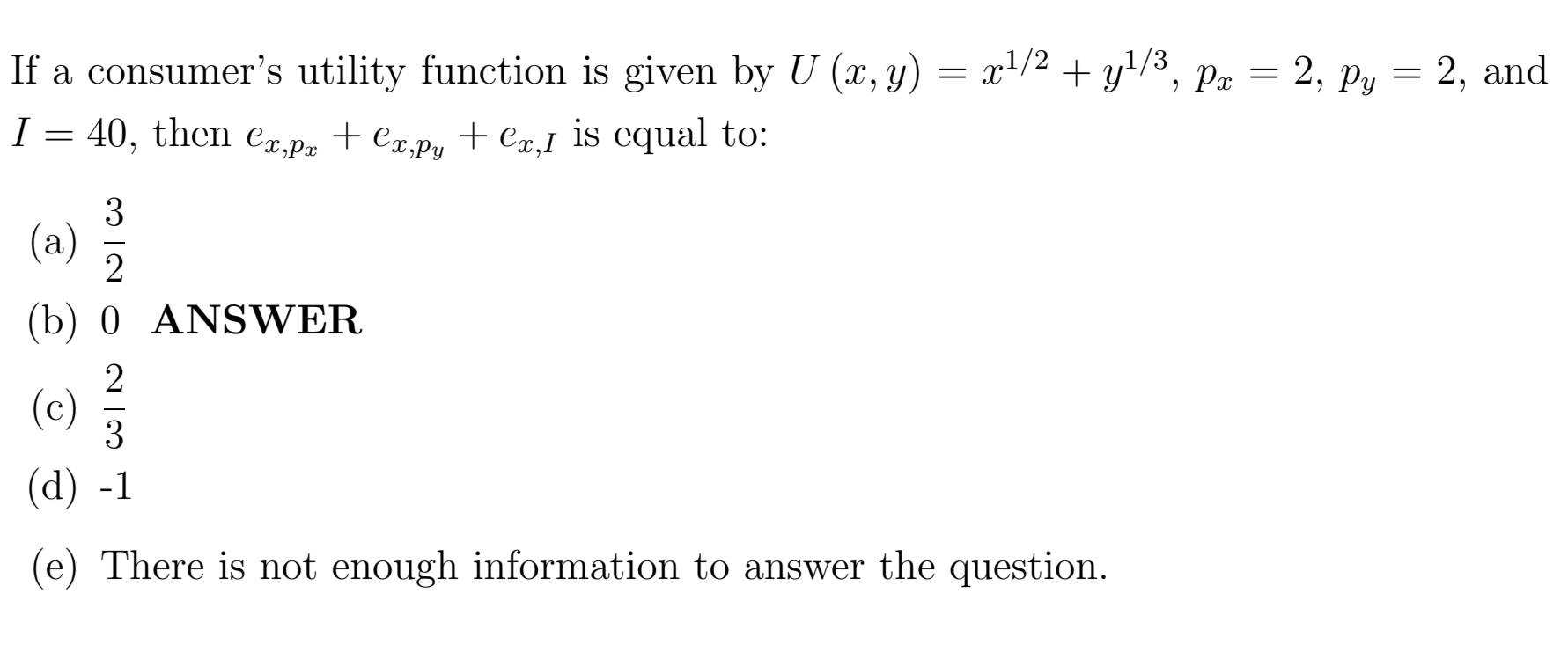 Solved If A Consumer S Utility Function Is Given By Chegg