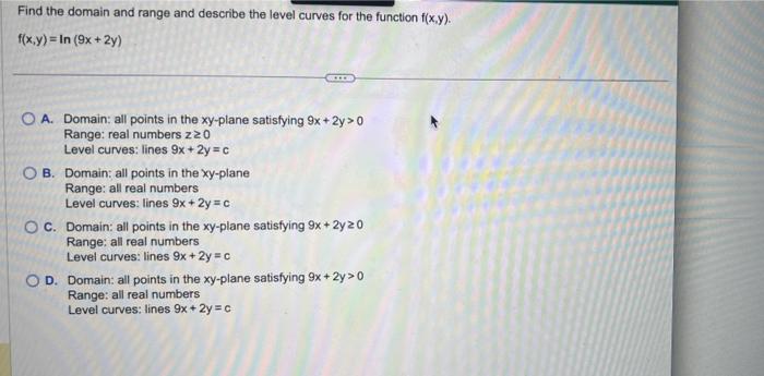 Solved Find The Domain And Range And Describe The Level Chegg