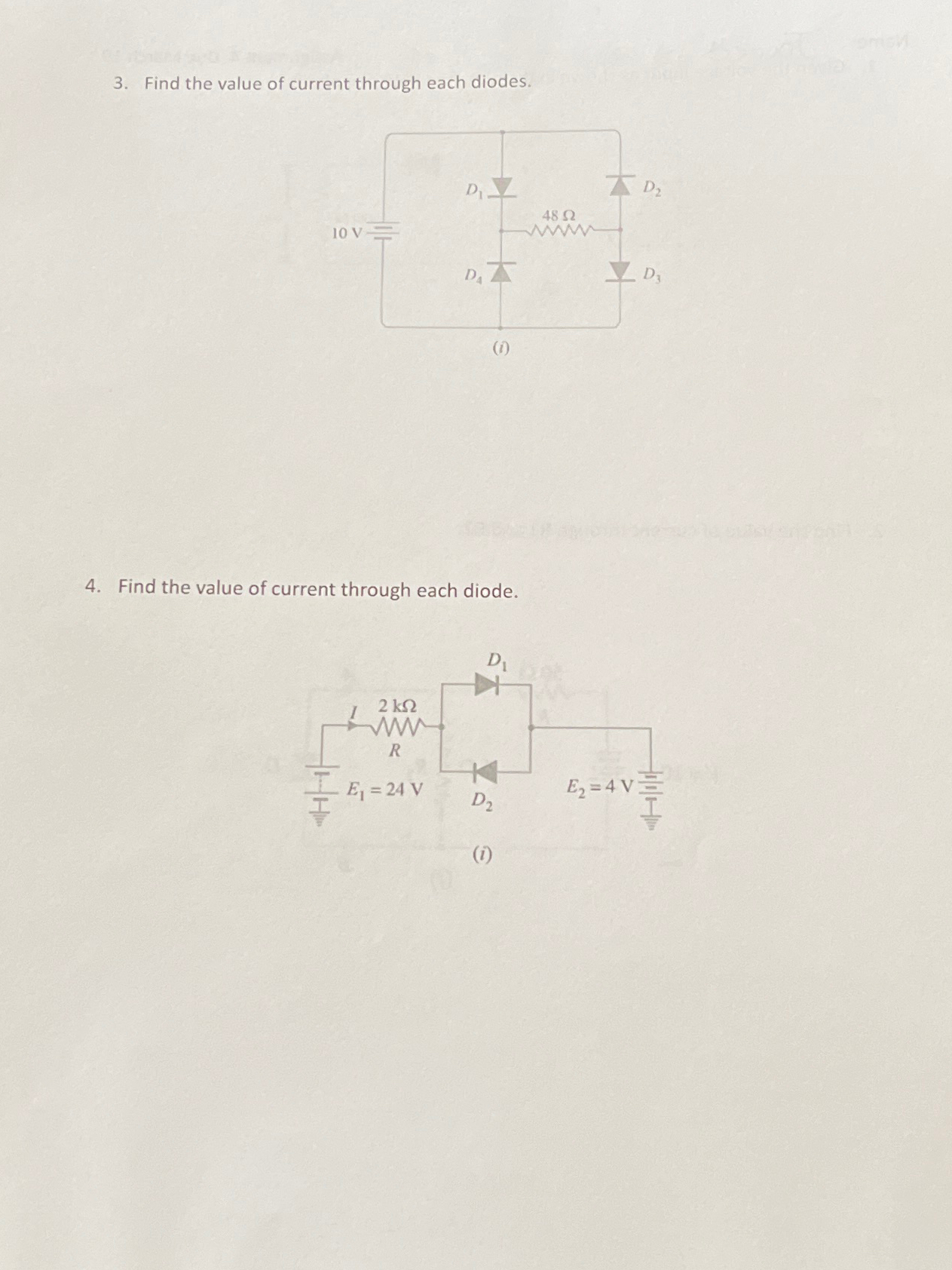 Solved Find The Value Of Current Through Each Diodes Find Chegg