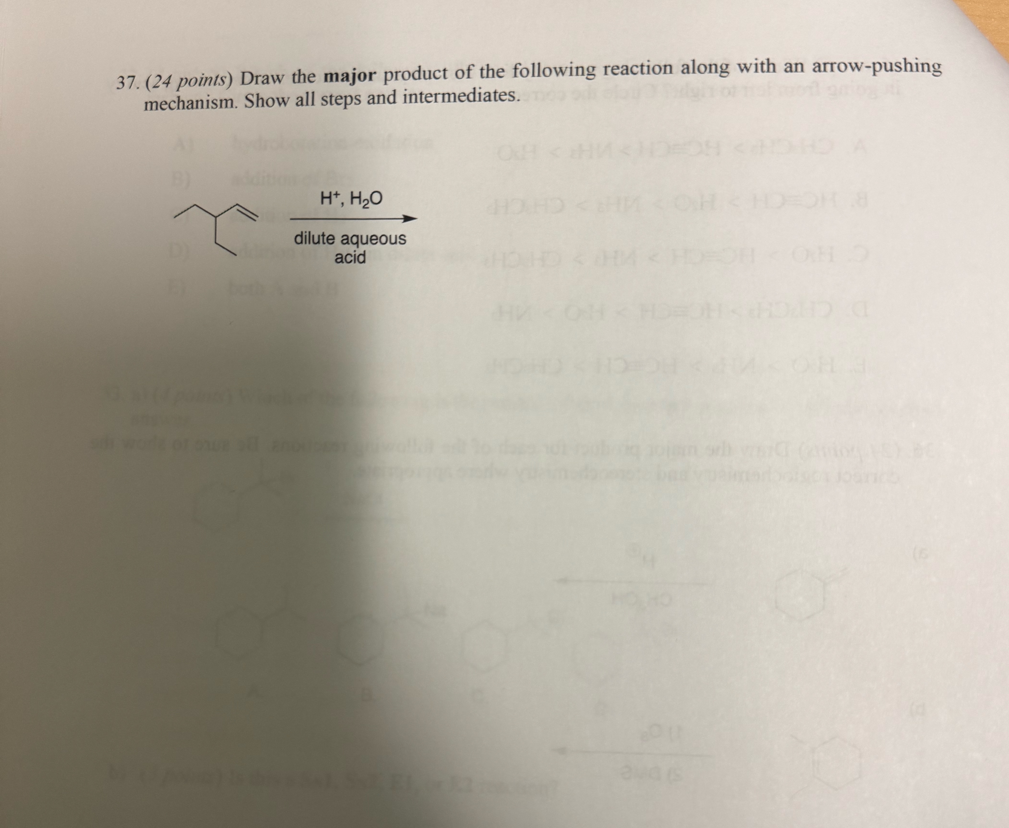 Solved 24 Points Draw The Major Product Of The Following Chegg