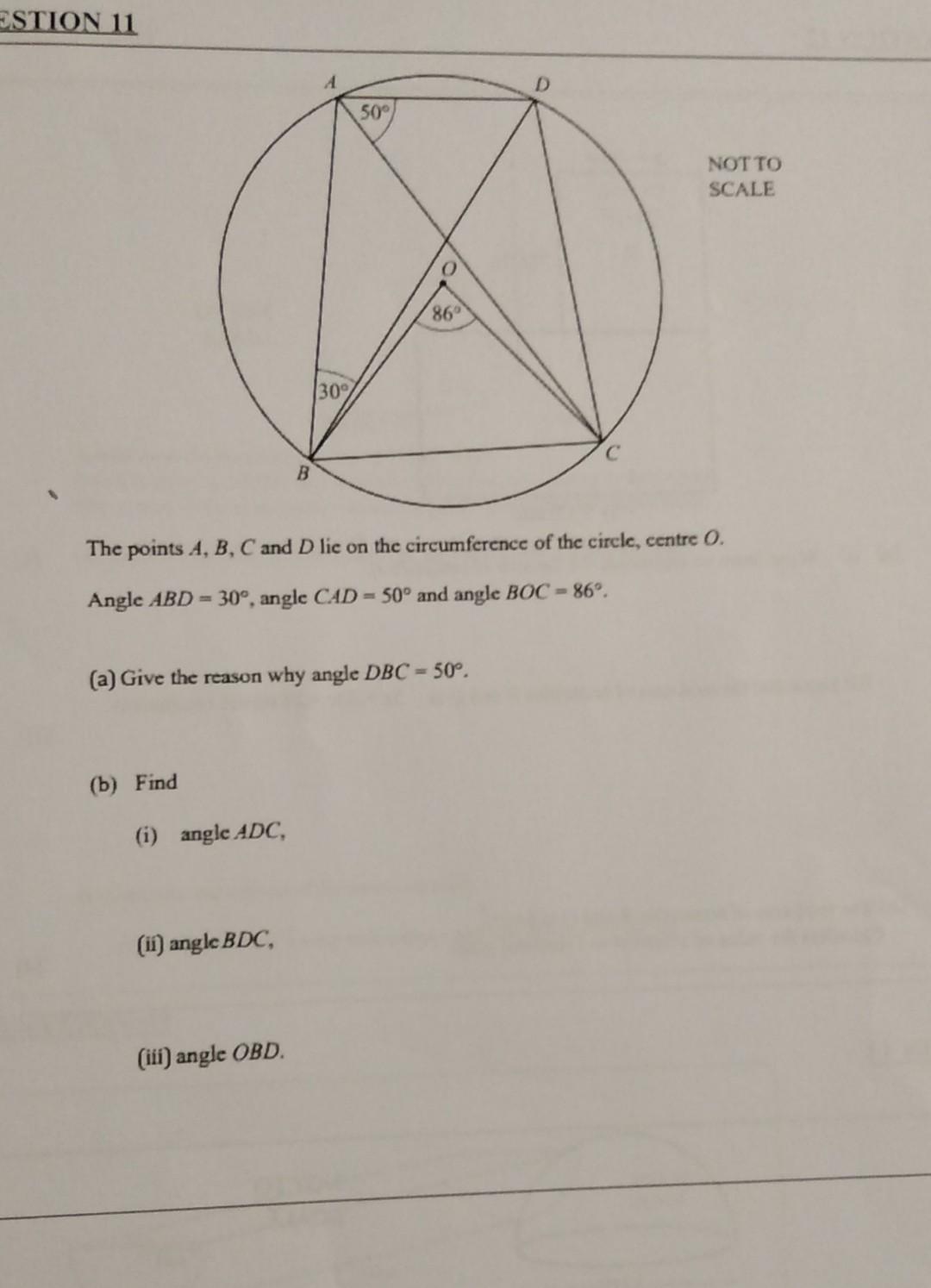 Solved ESTION 11 50 NOT TO SCALE O 86 30 B The Points A Chegg