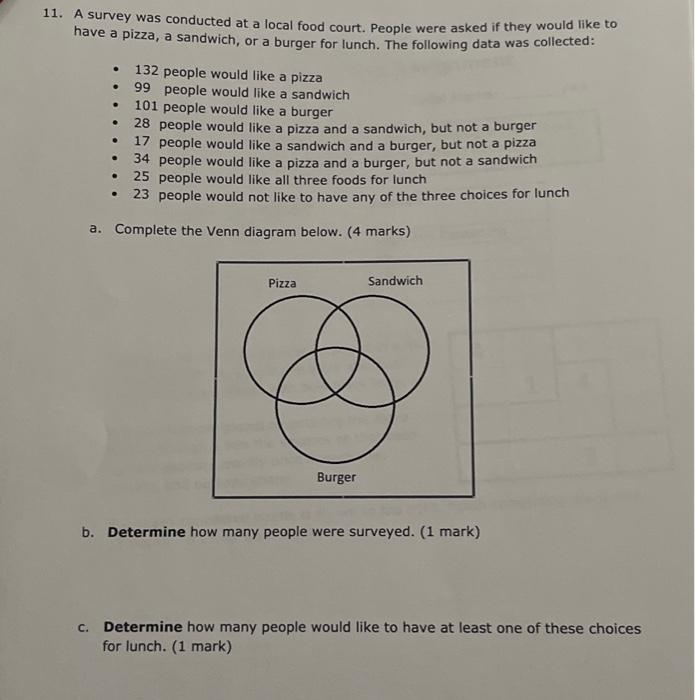 Solved A Survey Was Conducted At A Local Food Court Chegg