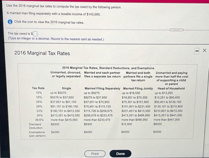 Solved Use The Marginal Tax Rates To Compute The Tax Chegg