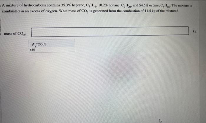 Solved A Mixture Of Hydrocarbons Contains 35 3 Heptane Chegg