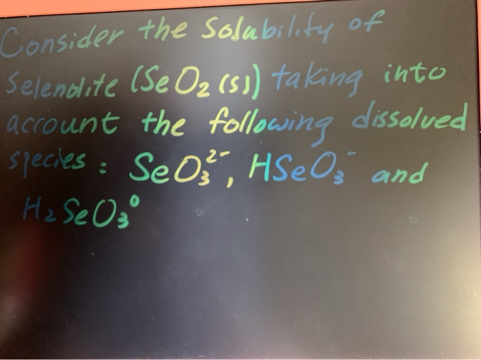 Consider The Solubility Of Selenoite Se O S Chegg