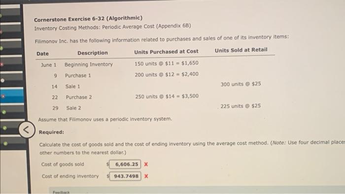 Solved Cornerstone Exercise 6 32 Algorithmic Inventory Chegg