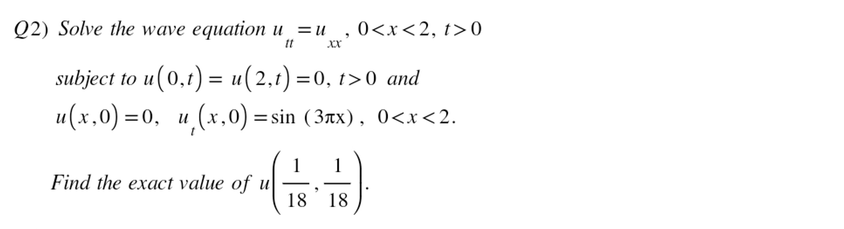 Solved Q Solve The Wave Equation Utt U Subject To Chegg