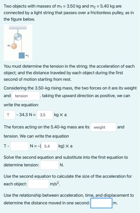 Solved Two Objects With Masses Of M Kg And M Kg Chegg