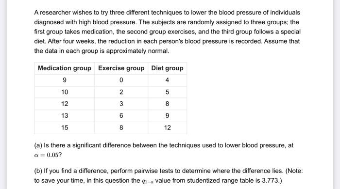 Solved A Researcher Wishes To Try Three Different Techni