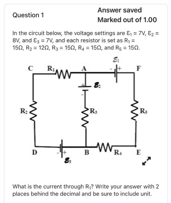 Solved In the circuit below the voltage settings are ε1 7 Chegg