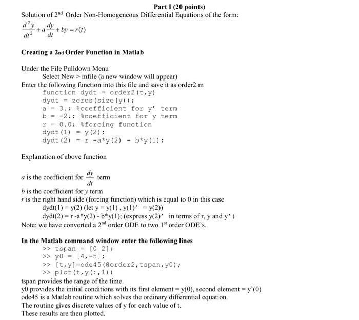 Solved Part I 20 Points Solution Of 2nd Order Chegg