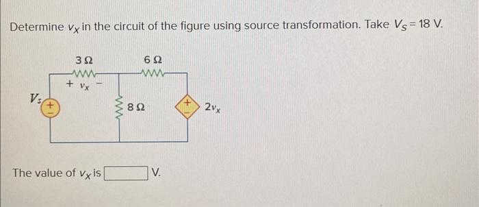 Solved Determine Vx In The Circuit Of The Figure Using Chegg