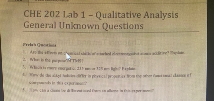 Solved Che Lab Qualitative Analysis General Unknown Chegg