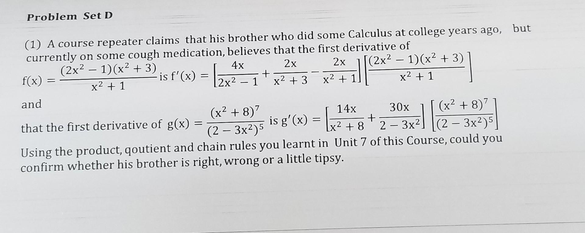 Solved Problem Set D A Course Repeater Claims Chegg