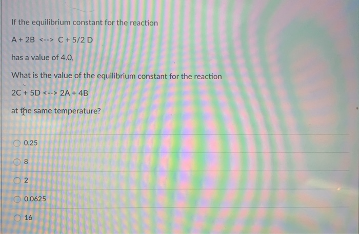 Solved If The Equilibrium Constant For The Reaction A B Chegg