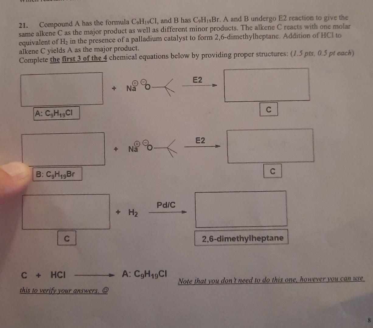 Solved Compound A Has The Formula C H Cl And B Has Chegg