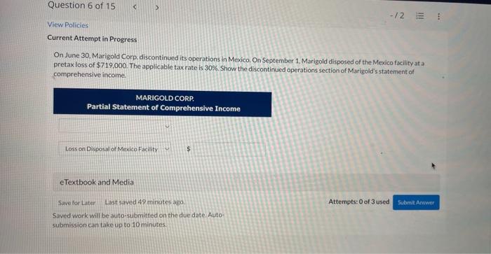 Solved On June 30 Marigold Corp Discontinued Its Chegg