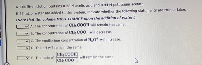 Solved A Liter Solution Contains M Acetic Acid And Chegg