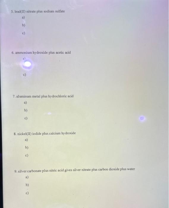 Solved For Each Of The Following Reactions In Aqueous Chegg