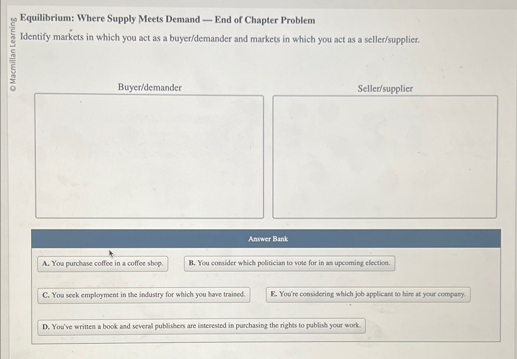 Solved Equilibrium Where Supply Meets Demand End Of Chegg