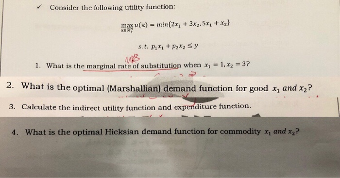 Solved Consider The Following Utility Function Max U X Chegg