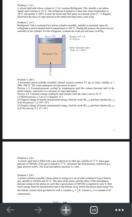 Solved Problem 1 15 A Closed Rigid Tank Whose Volume Is Chegg