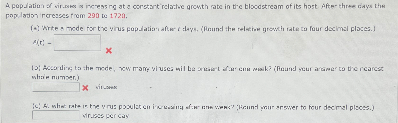 Solved A Population Of Viruses Is Increasing At A Constant Chegg