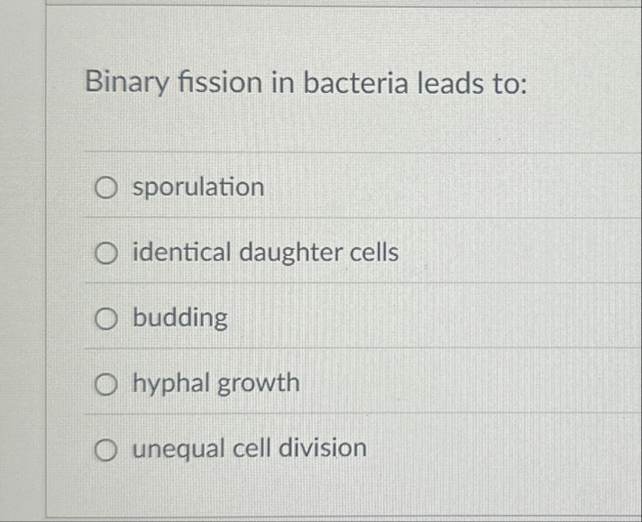 Solved Binary Fission In Bacteria Leads Chegg