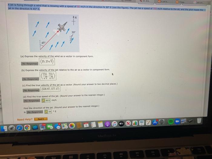 Solved Ch C Ajet Is Flying Through A Wind That Is Blowing Chegg