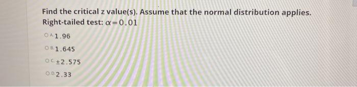 Solved Find The Critical Z Value S Assume That The Normal Chegg