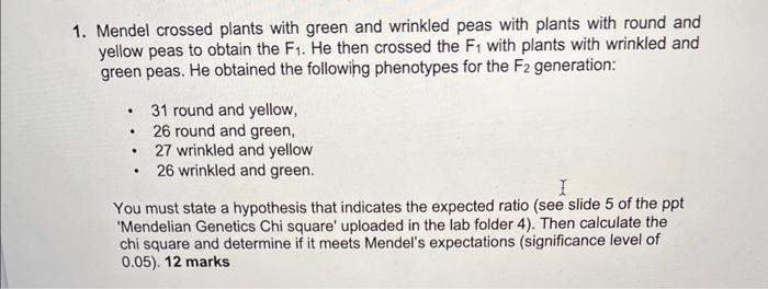 Solved Mendel Crossed Plants With Green And Wrinkled Peas Chegg