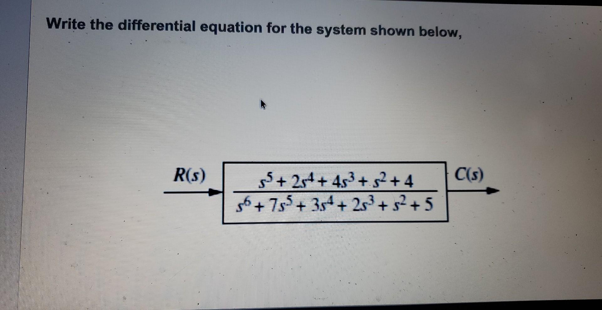 Solved Write The Differential Equation For The System Shown Chegg