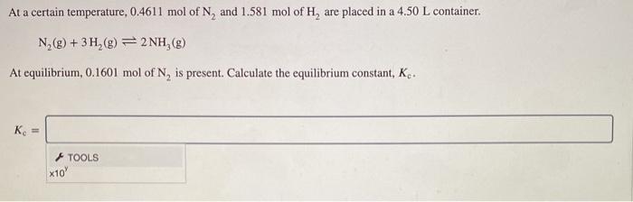 Solved At A Certain Temperature Mol Of N And Chegg