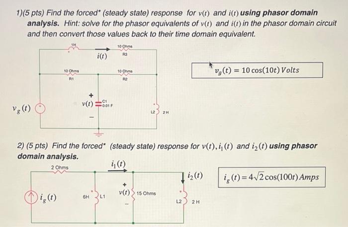 Solved 1 5 Pts Find The Forced Steady State Response Chegg