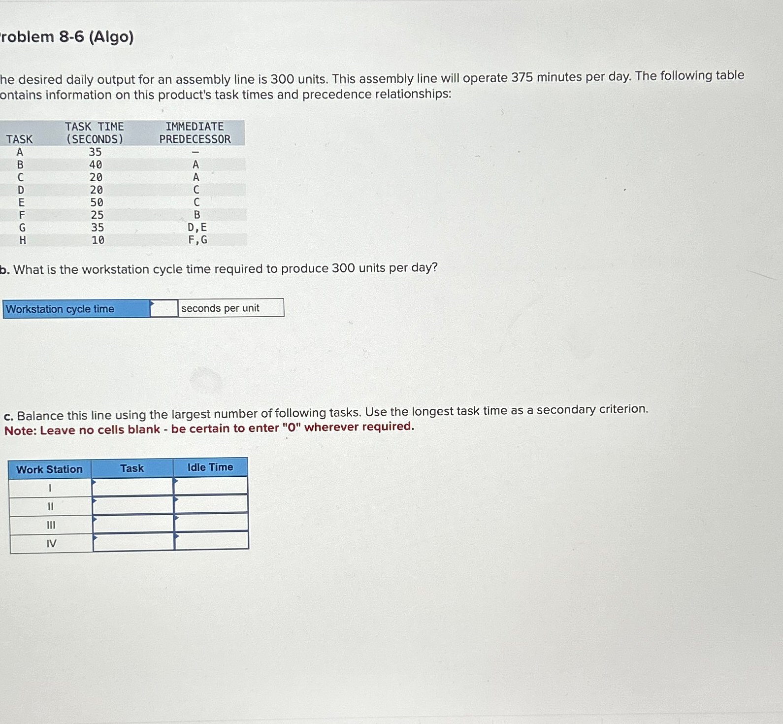 Solved Roblem 8 6 Algo He Desired Daily Output For An Chegg