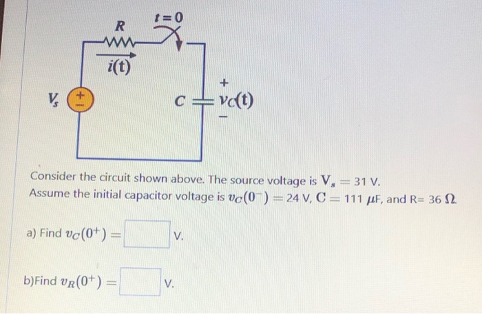 Solved 1 0 R C Vct Consider The Circuit Shown Above Chegg