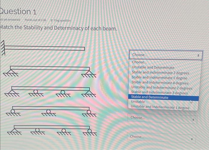 Solved Match The Stability And Determinacy Of Each Beam Chegg