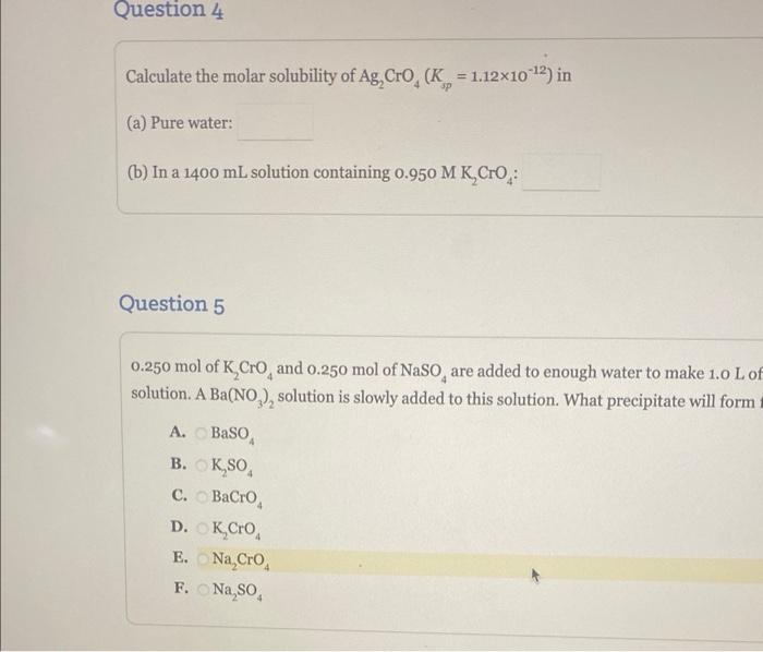 Solved Calculate The Molar Solubility Of Chegg