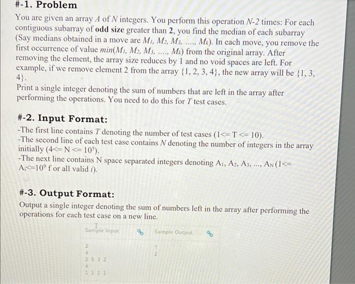 Solved 1 Problem You Are Given An Array A Of N Integers Chegg