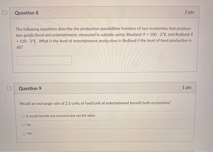 Solved Question Pts The Following Equations Describe The Chegg