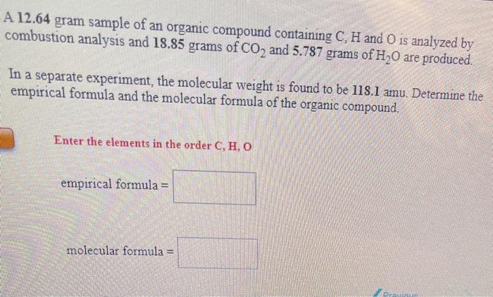 Solved When Grams Of A Hydrocarbon C Hy Were Burned Chegg