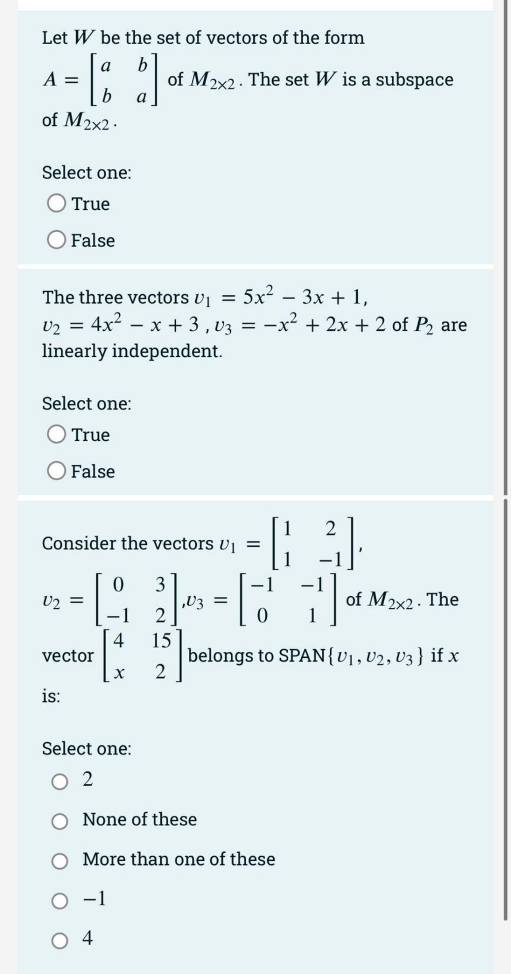 Solved Let W Be The Set Of Vectors Of The Form A Abba Of Chegg