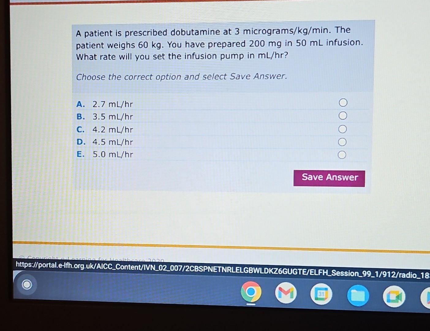 Solved A Patient Is Prescribed Dobutamine At Micrograms Chegg