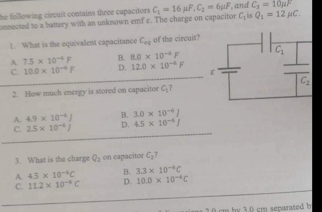 Solved 10μF The following circuit contains three capacitors Chegg