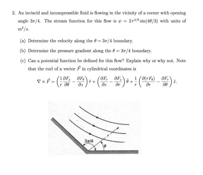 Solved An Inviscid And Incompressible Fluid Is Flowing In Chegg