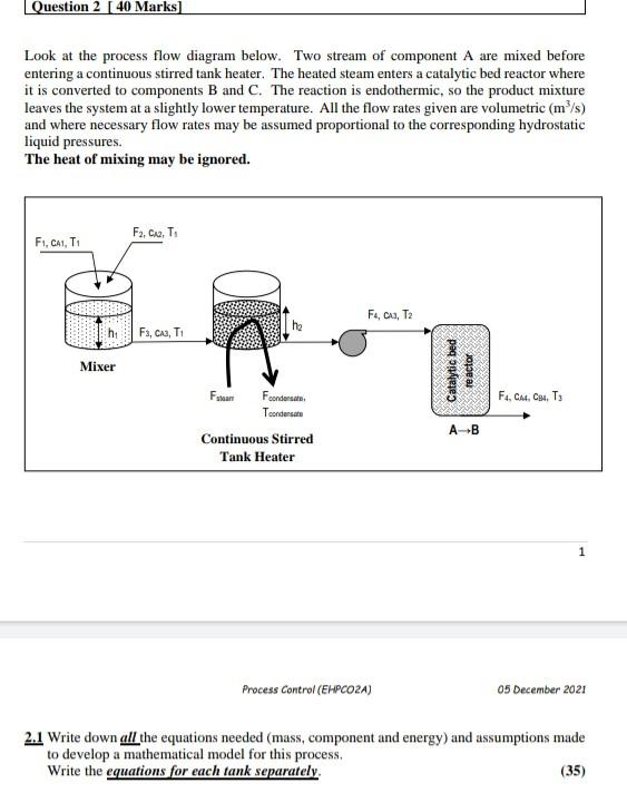 Solved Question 2 40 Marks Look At The Process Flow Chegg