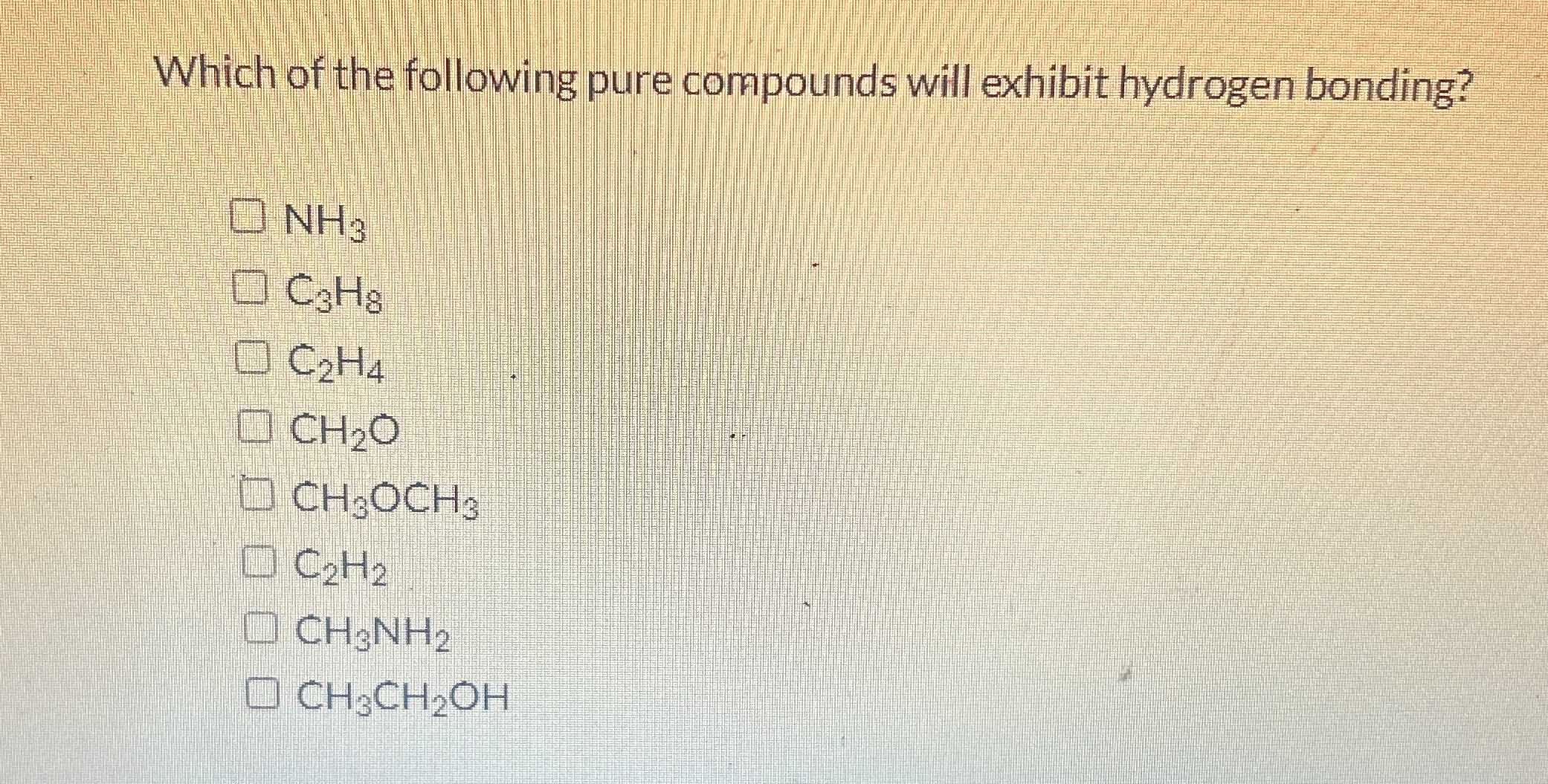 Which Of The Following Pure Compounds Will Exhibit Chegg