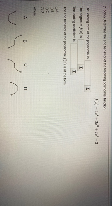 Solved Point Determine The End Behavior Of The Following Chegg