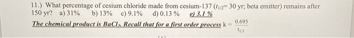 Solved What Percentage Of Cesium Chloride Made From Chegg