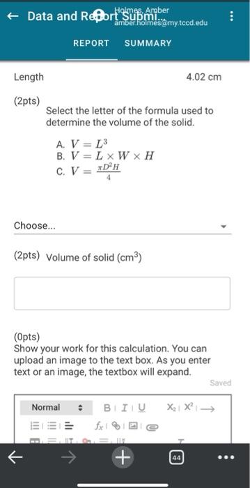 Solved Report Summary Submission Conversion Factors And Chegg